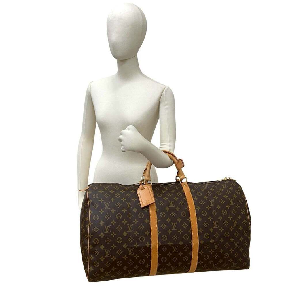 LOUIS VUITTON Vintage Brown Monogram Leather Keepall 60 Boston Bag - Picture 2 of 9